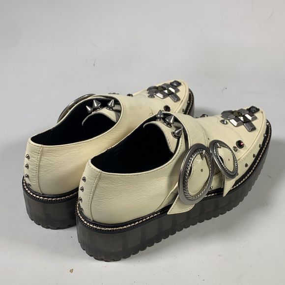 Coach Western Creeper Studded Leather Shoes G3399 Chalk Size 5.5 - Picture 10 of 15